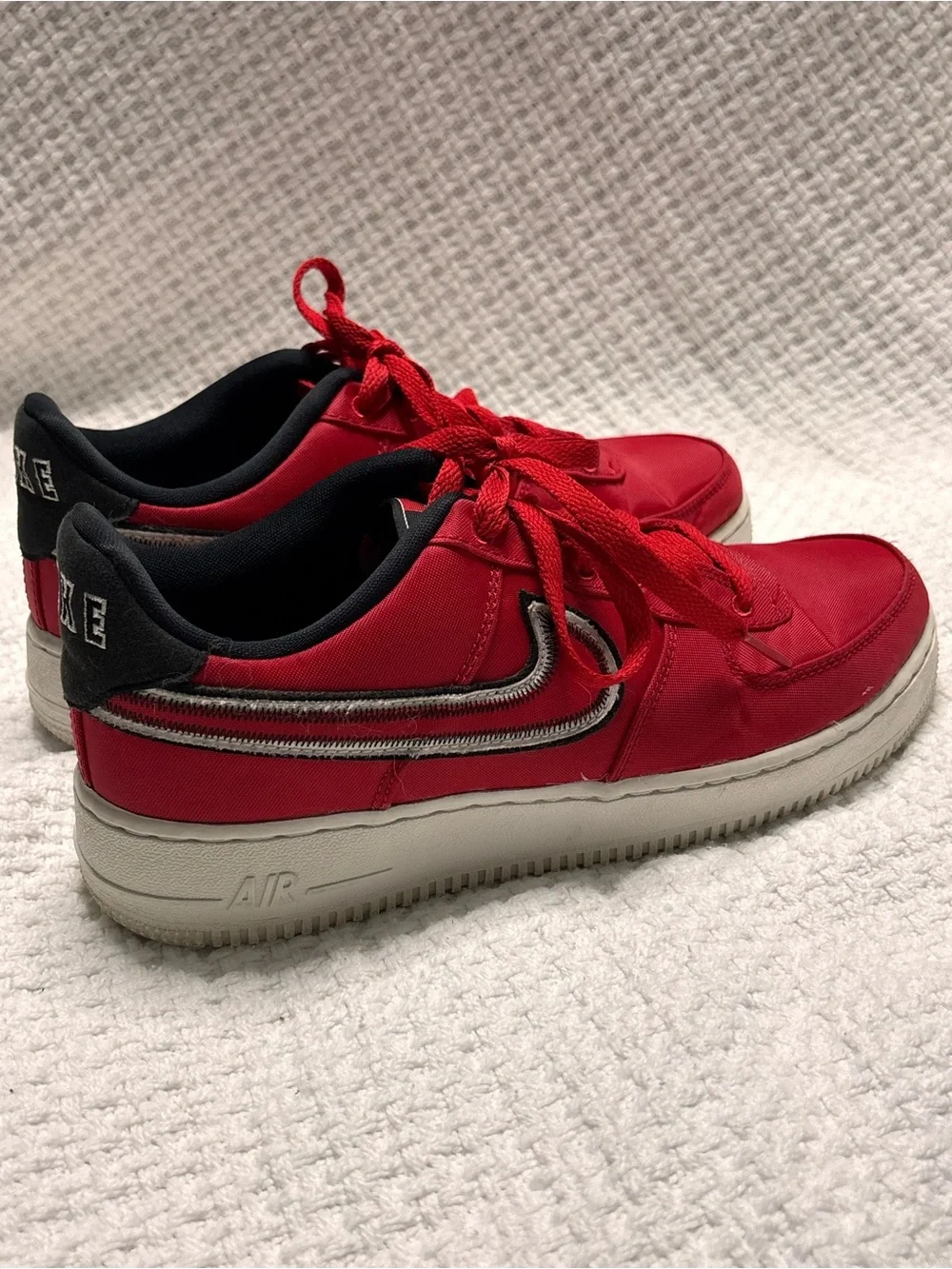 Nike Air Force 1 Low University Red Black Nylon Embroidered Swoosh